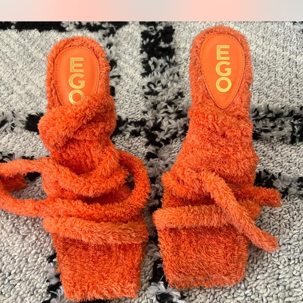 Orange Fuzzy Sandals